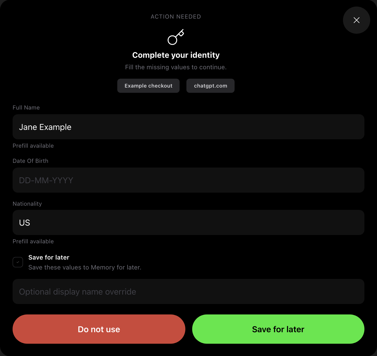 MagicPay asking the user for a missing value